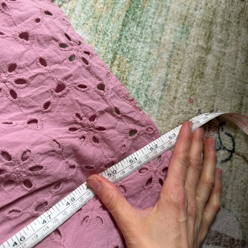 Eloquii Eyelet Detail Tie Front Puff Sleeve Maxi Dress Pink Mauve Size 18 - Picture 9 of 11